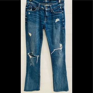 7 for all Mankind distressed bootcut jeans size 25